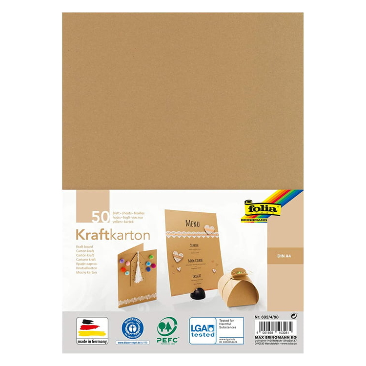 50l FOLIA KRAFT CARDBOARD A4, 230 G - Image 1