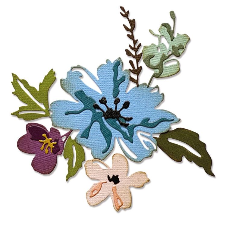 665210 SIZZIX THINLITS CUT DIES - BRUSHSTROKE FLOWERS #2 - Image 1
