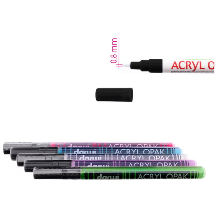 DARWI ACRYLIC MARKER 0.8MM, 3ML - WHITE 010 - Image 2