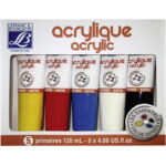 L&B ACRYLIC PAINTS 5 CV X 120 ML A50130