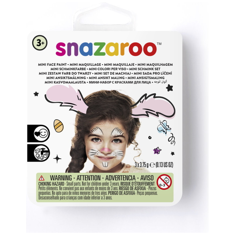 51278 SNAZAROO FACE PAINTS 3X3.75 G + BRUSH AND TAMPON - BUNNY - Image 1