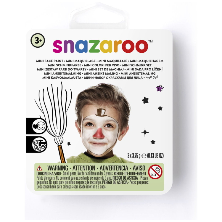51288 SNAZAROO FACE PAINTS 3X3.75 G + BRUSH AND SWAB - SNOWMAN - Image 1