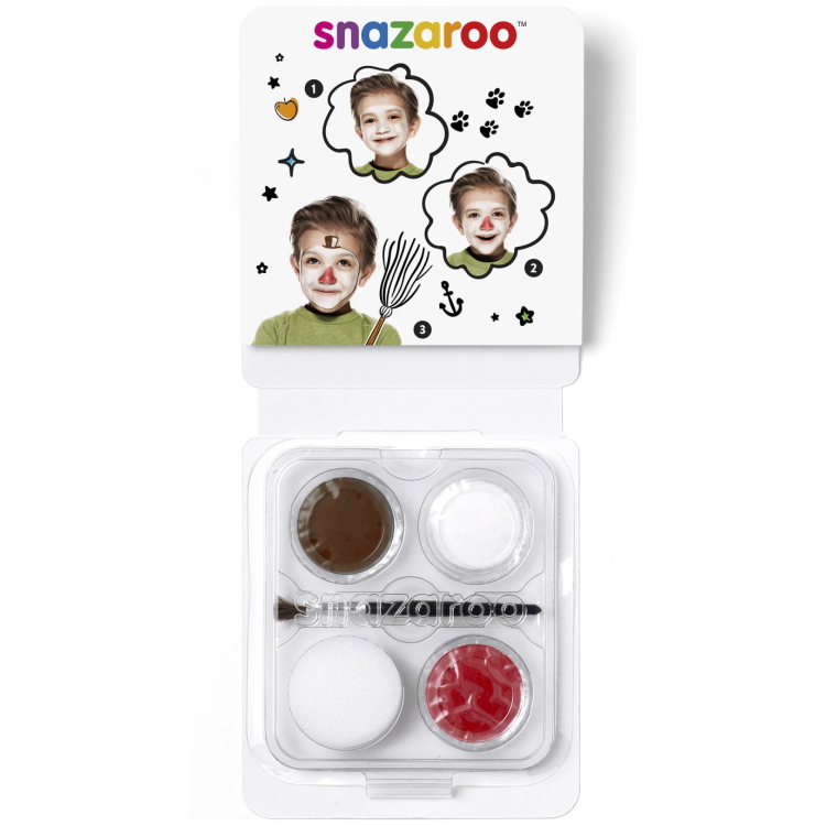 SNAZAROO FACE PAINTS 3X3.75 G + BRUSH AND SWAB - SNOWMAN - Image 2