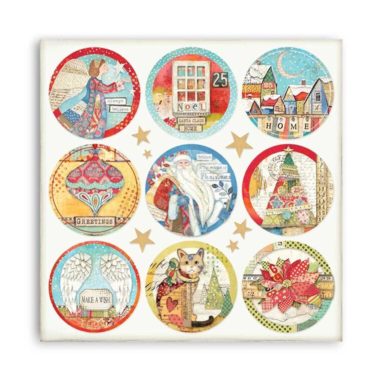 STAMPERIA CHRISTMAS PATCHWORK CARDBOARD 31.5/30.5CM - SBB804 - Image 2