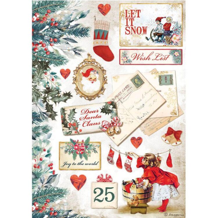 full_DFSA4614_1 STAMPERIA ROMANTIC CHRISTMAS DECOUPAGE PAPER A4 - DFSA4614 - Image 1