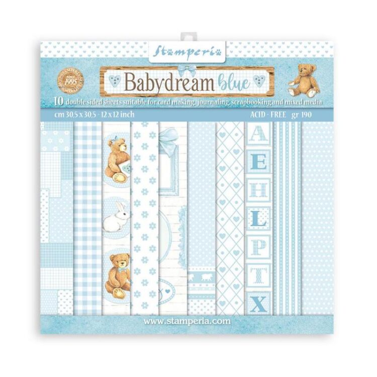full_SBBL106_1 STAMPERIA BABYDREAM BLUE PAPER BLOCK 30.5/30.5CM - SBBL106 - Image 1