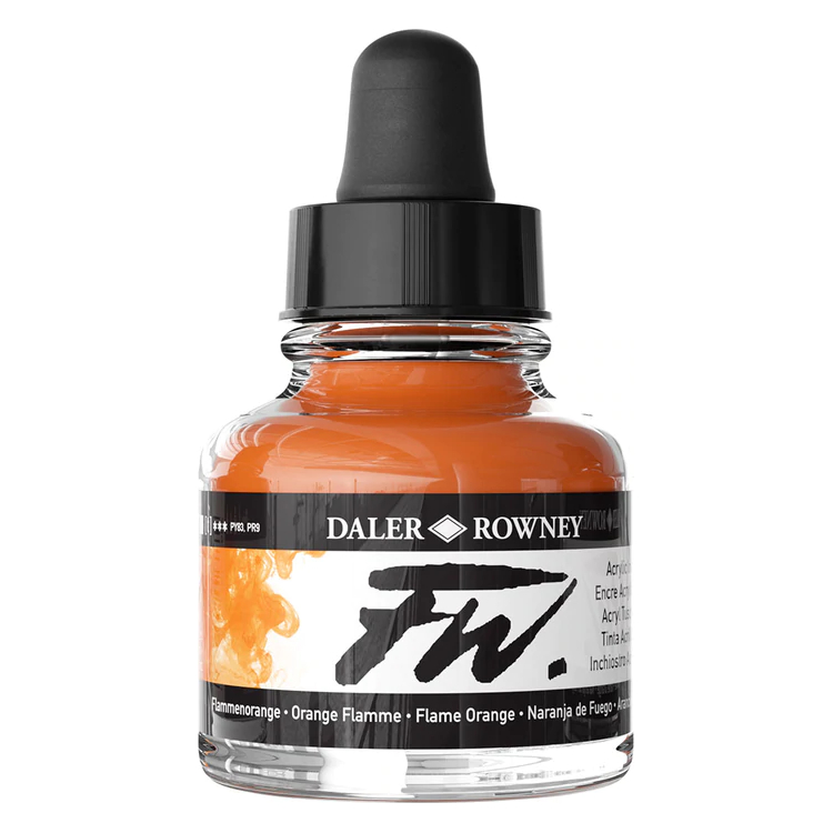 DALER ROWNEY ACRYLIC SHOWER FW 29.5 ML - FLAME ORANGE 160029687 - Image 2