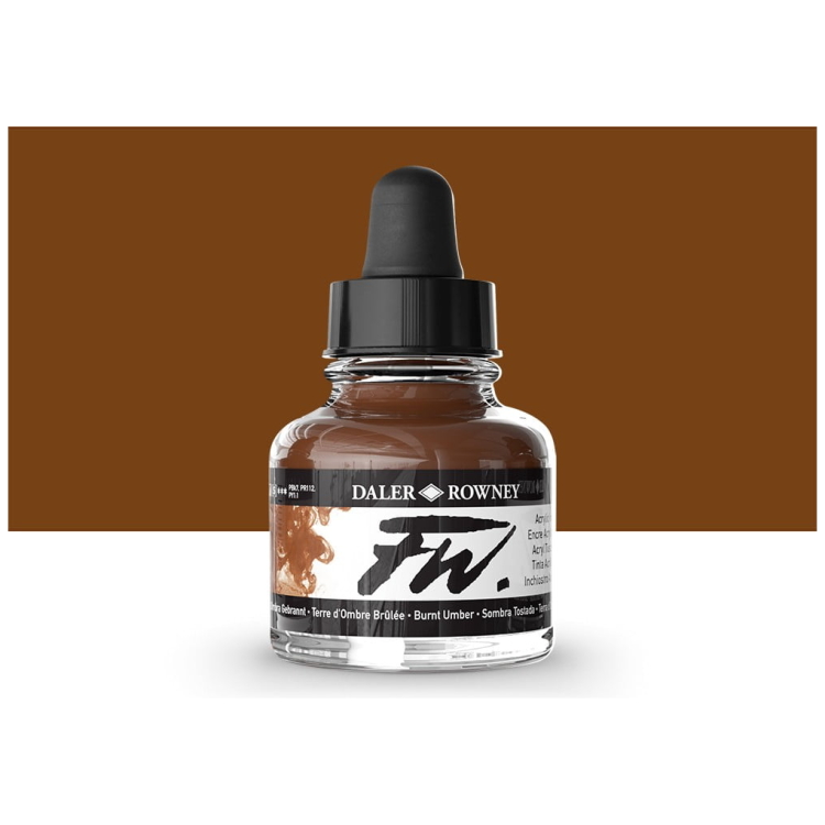 DALER ROWNEY ACRYLIC SHOWER FW 29.5 ML - BURNT UMBER 160029223 - Image 1