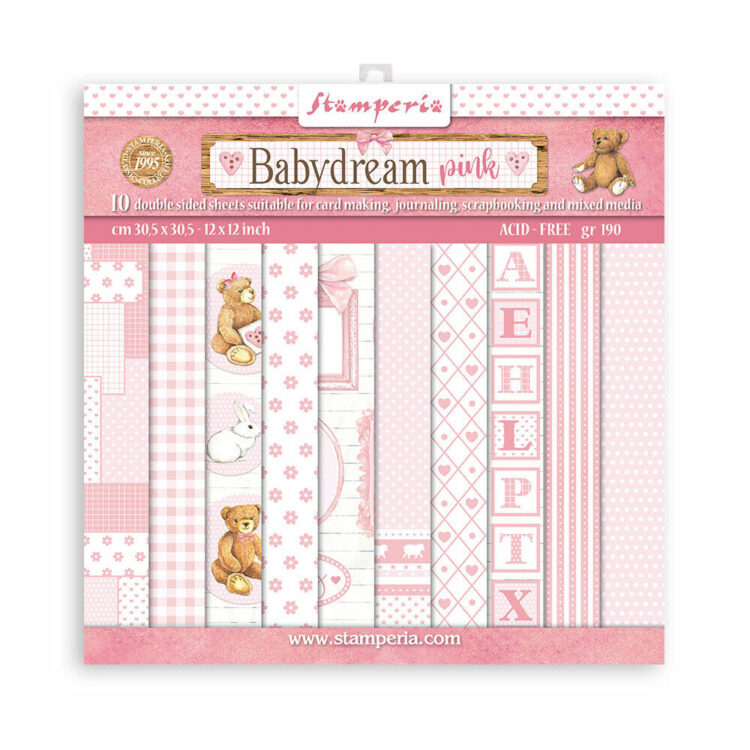 STAMPERIA BABYDREAM PINK PAPER BLOCK 30.5/30.5CM - SBBL107 - Image 1