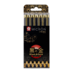SAKURA PIGMA MICRON 6 FINELINERS BLACK AND GOLD EDITION
