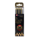 SAKURA PIGMA MICRON 3 FINELINERS BLACK AND GOLD EDITION