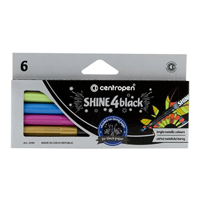Untitled-6 CENTROPEN SHINE 4 BLACK MARKERS 6 CMS. BRIGHT METALLIC COLOURS - Image 1