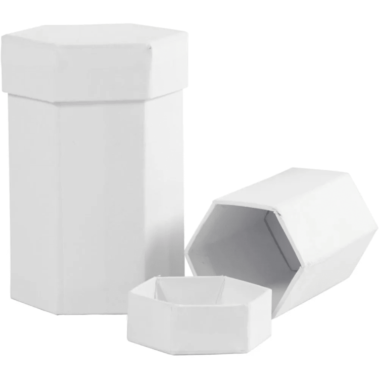 CREATIV CARDBOARD BOX WHITE ASSORTED - 4.5/7 CM, 6/9 CM - Image 1