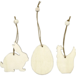 CREATIV WOODEN EASTER FIGURINES H: 6 CM, 9 PCS.