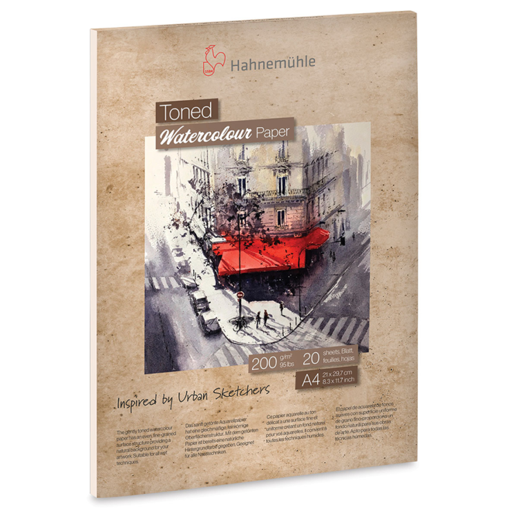 09671-2508-a4 HAHNEMUHLE TONED WATERCOLOUR BOOK BEIGE 200G, A4, 20L. - Image 1