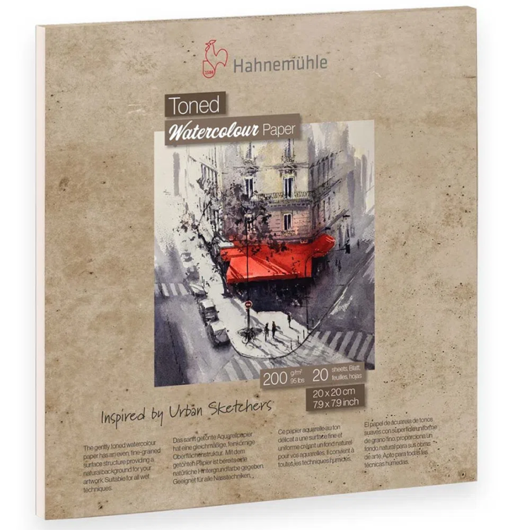 4011367113926_TonedWatercolourPad_Square_bege HAHNEMUHLE TONED WATERCOLOUR BOOK BEIGE 200G, 20/20CM, 20L. - Image 1