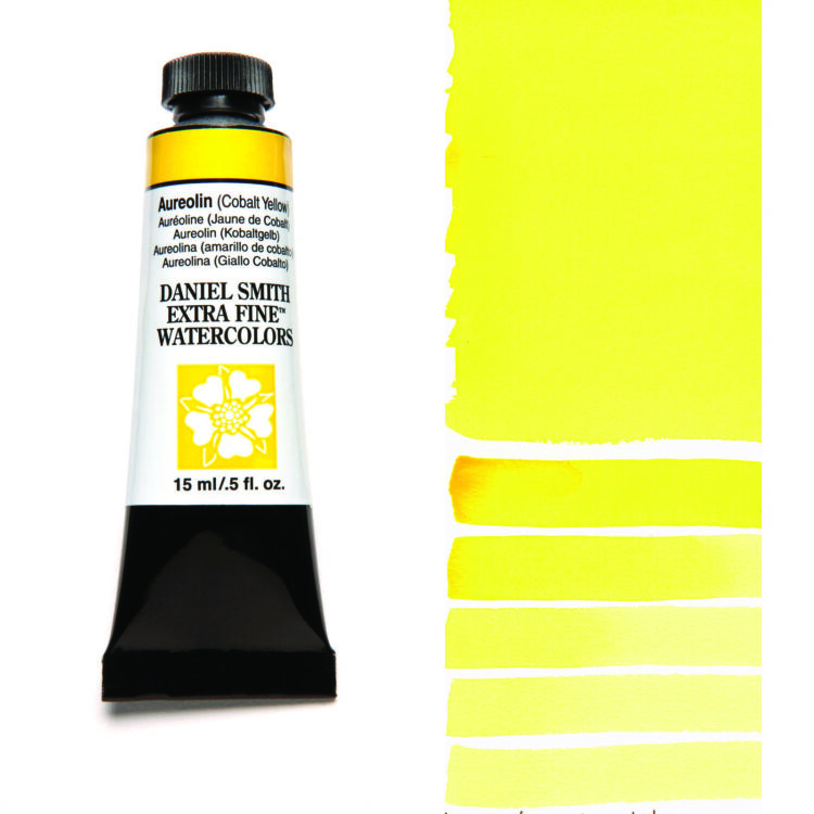 284600006_AURE CY__WC_15ml_tube_swatch DANIEL SMITH WATERCOLOR PAINT 15ML - AUREOLIN COB YE 284600006 - Image 1