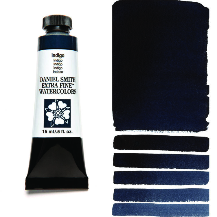 284600046_INDGO__WC_15ml_tube_swatch DANIEL SMITH WATERCOLOR PAINT 15ML - INDIGO 284600046 - Image 1