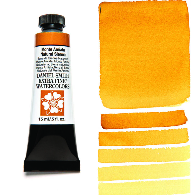 284600056_MA NAT SIEN__WC_15ml_tube_swatch DANIEL SMITH WATERCOLOR PAINT 15ML - M. A. NAT SIENNA 284600056 - Image 1
