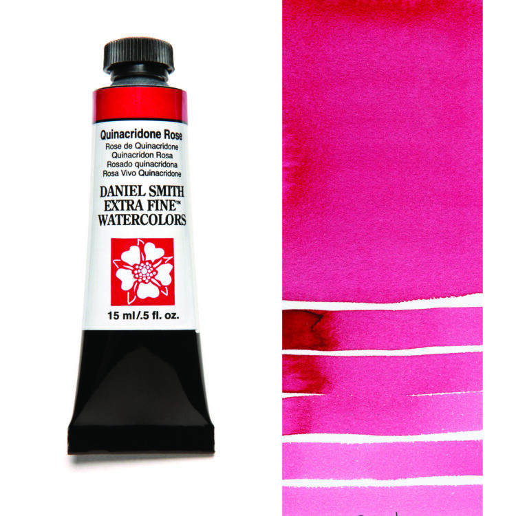 284600092_QUIN ROS__WC_15ml_tube_swatch DANIEL SMITH WATERCOLOR PAINT 15ML - QUINAC ROSE 284600092 - Image 1