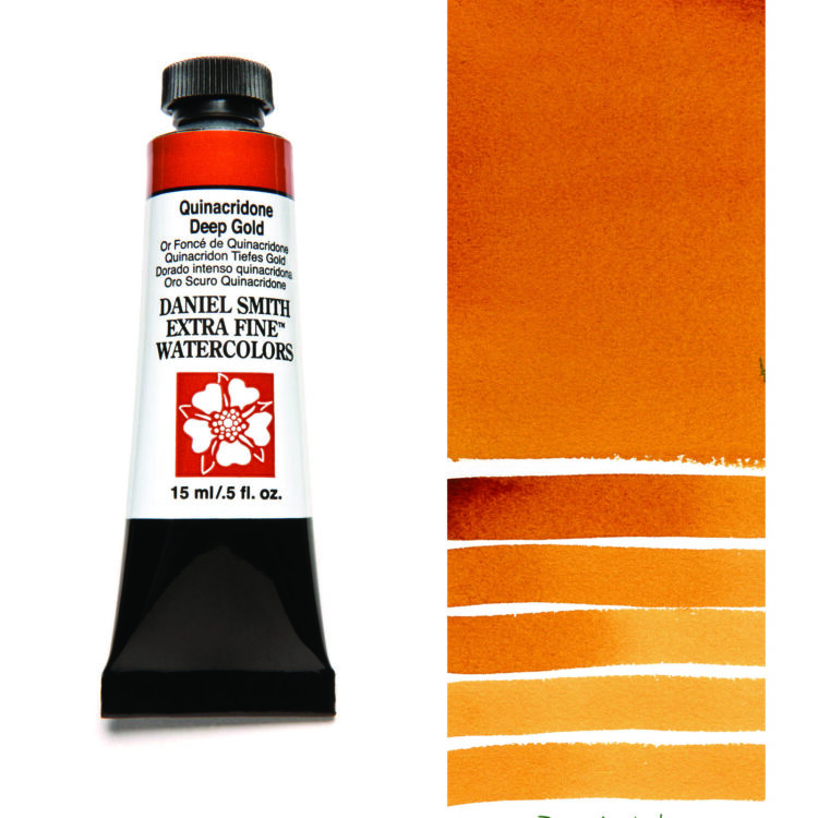 284600152_QUIN DP GLD__WC_15ml_tube_swatch DANIEL SMITH WATERCOLOR PAINT 15ML - QUINAC DEEP GOLD 284600152 - Image 1