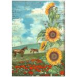 STAMPERIA SUNFLOWER DECOUPAGE RICE PAPER A4 - DFSA4767