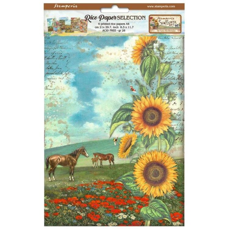 STAMPERIA SUNFLOWER ART DECOUPAGE PAPER 6PCS. A4 DFSA4XSF - Image 1