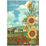 STAMPERIA SUNFLOWER ART DECOUPAGE PAPER 6PCS. A4 DFSA4XSF - Image 2