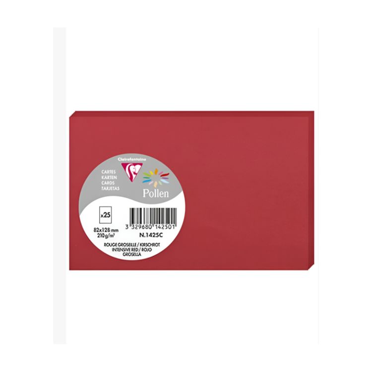 3329680142501 CLAIREFONTAINE CARDS 82/128 MM 210 G - INTENSE RED - Image 1