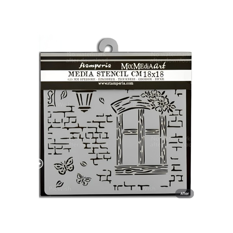 STAMPERIA BLUE LAND MEDIA STENCIL PATTERN 18X18 CM KSTDQ-94 - Image 1