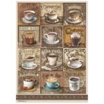 STAMPERIA COFFEE AND CHOCOLATE DECOUPAGE PAPER A4-DFSA4822