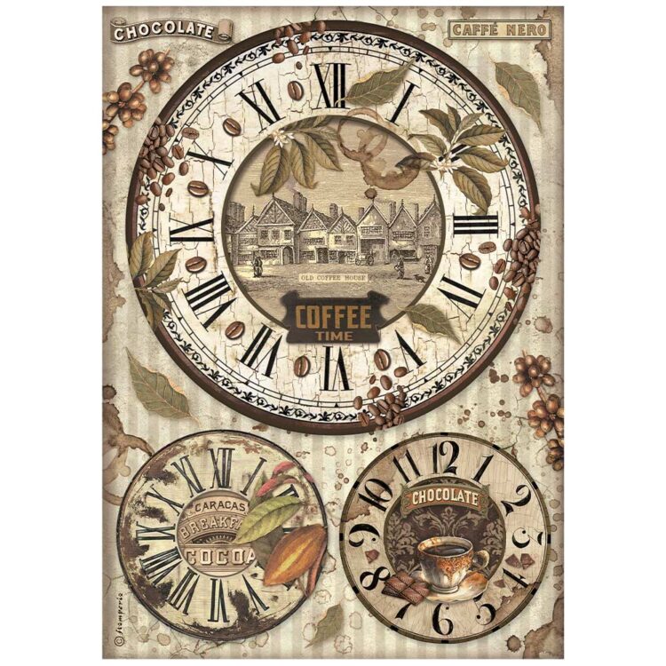 STAMPERIA COFFEE AND CHOCOLATE DECOUPAGE PAPER A4 -DFSA4823 - Image 1