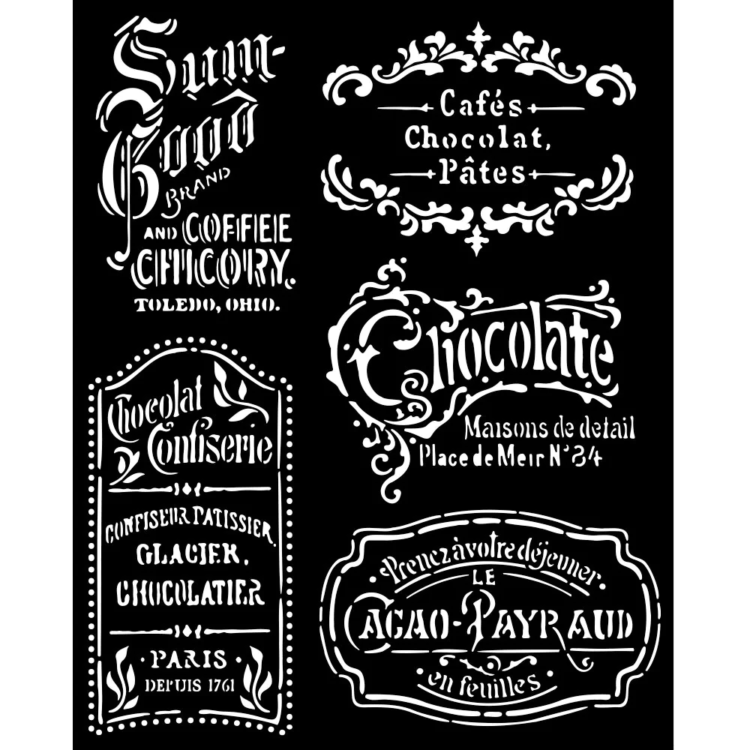 STAMPERIA COFFEE AND CHOCOLATE STENCIL 20 X 25 CM - KSTD150 - Image 1
