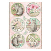 STAMPERIA ORCHIDS AND CATS DECOUPAGE PAPER A4 - DFSA4849