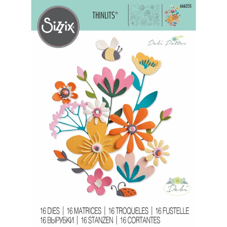 666255 SIZZIX THINLITS CUT DIES - FABULOUS BOLD FLORALS - Image 1