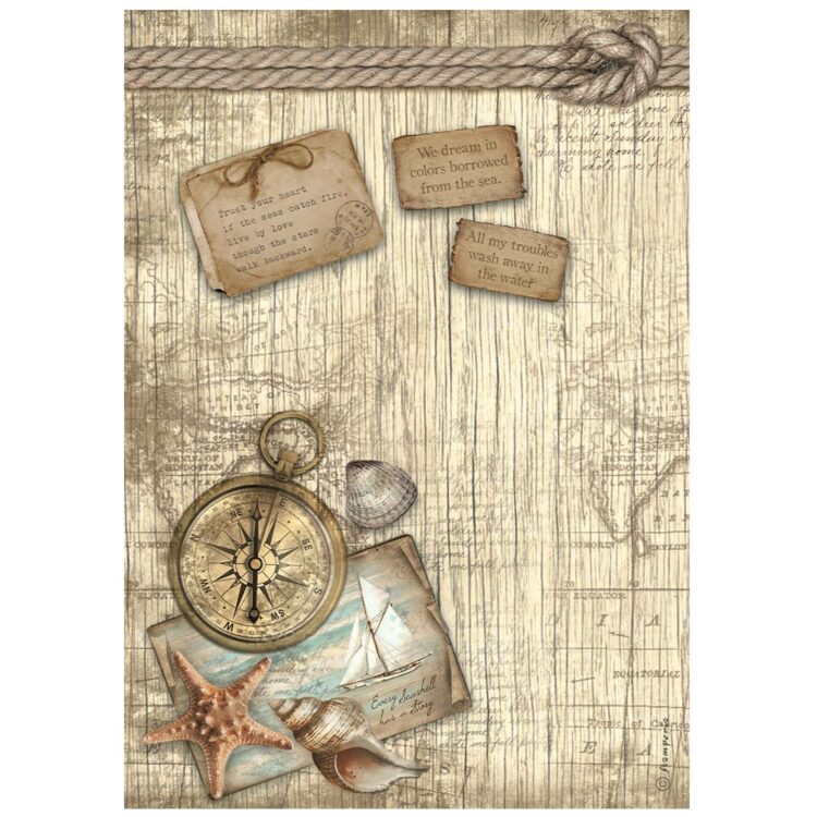 full_DFSA4858_1 STAMPERIA SEA LAND DECOUPAGE PAPER A4 - DFSA4858 - Image 1