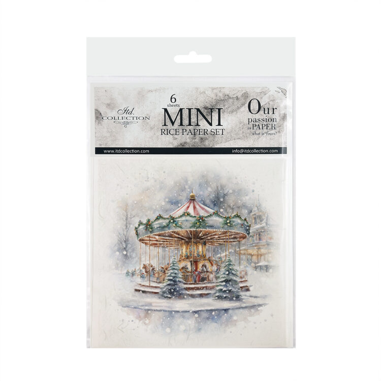 Papier-ryzowy-RSM132-small-1-zimowe-widoczki-karuzele ITD COLLECTION MINI RICE PAPER K-CT 6PCS 14.8X14.8CM - RSM132 - Image 1