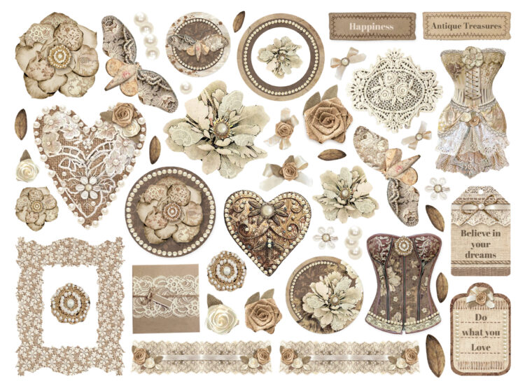 STAMPERIA OLD LACE CARDBOARD FIGURINES 46 PCS. DFLDC107 - Image 2