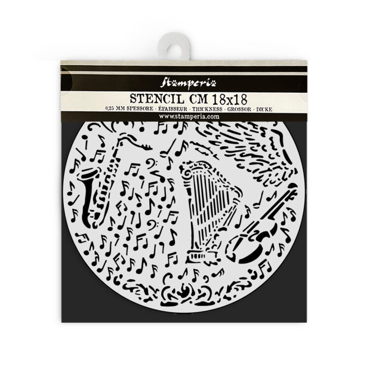 STAMPERIA MUSIC MEDIA STENCIL TEMPLATE 18 X 18 CM - KSTDQ120 - Image 2