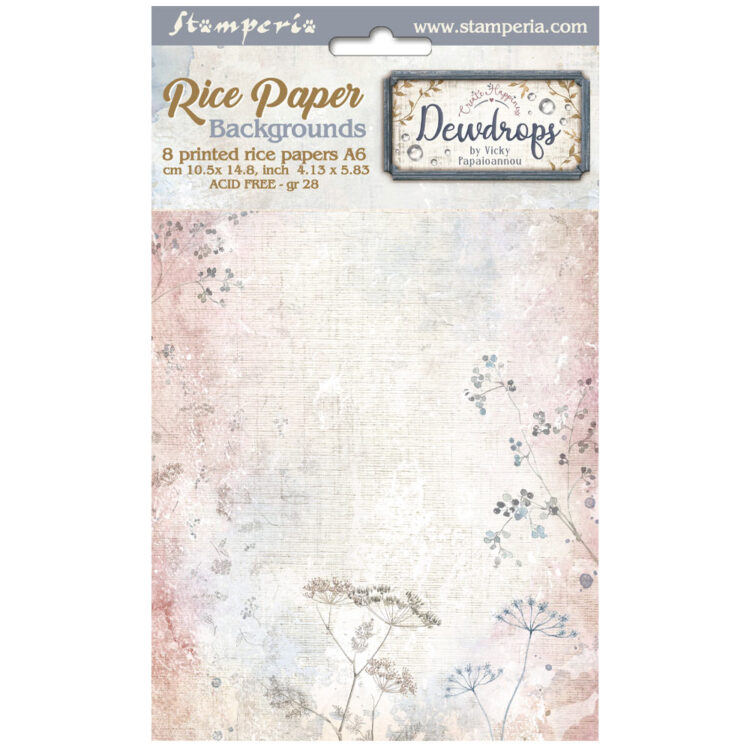 full_DFSAK6034_1 STAMPERIA DEWDROPS DECOUPAGE PAPER 8PCS. A6 DFSAK6034 - Image 1