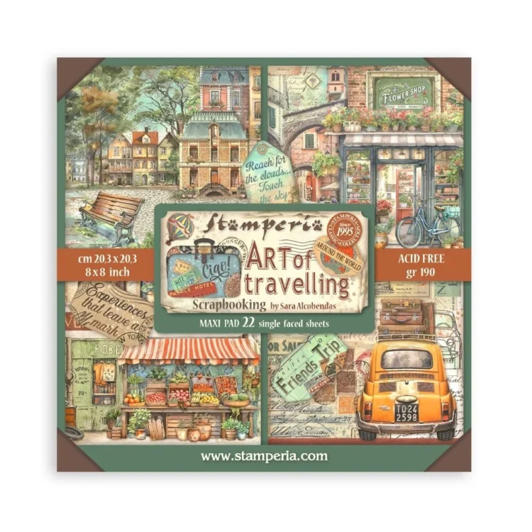 070027 STAMPERIA ART OF TRAVELLING BLOCK 20.3/20.3 CM -SBBSXB07 - Image 1