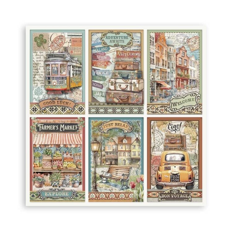STAMPERIA ART OF TRAVELLING BLOCK 20.3/20.3 CM -SBBSXB07 - Image 5