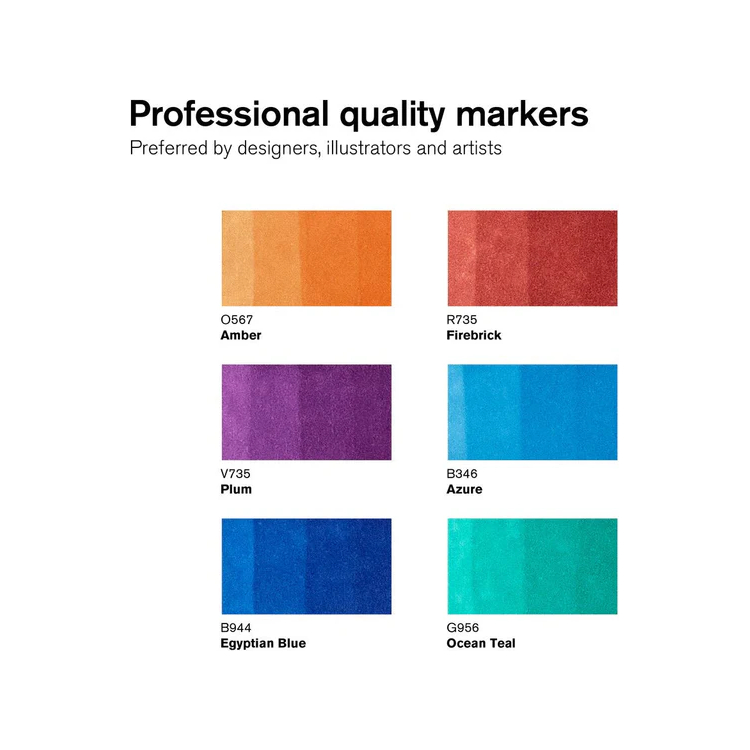 W&N PROMARKER SET OF 6 COLORS RICH TONES - Image 2
