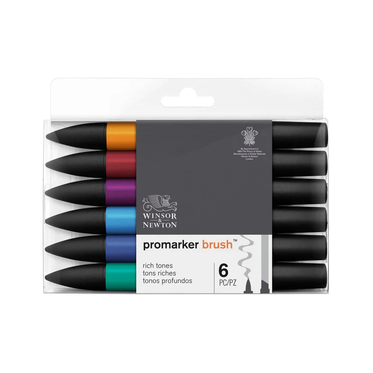 W&N PROMARKER SET OF 6 COLORS RICH TONES - Image 1