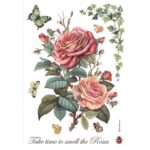 STAMPERIA BIG ROSE DECOUPAGE RICE PAPER A4-DFSA41002
