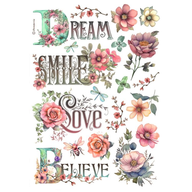 full_DFSA4992_1 STAMPERIA DREAM, SMILE DECOUPAGE RICE PAPER A4-DFSA4992 - Image 1