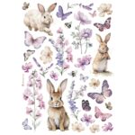 STAMPERIA BUNNY AND BUTTLERFLY DECOUPAGE PAPER A4-DFSA4994