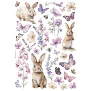 STAMPERIA BUNNY AND BUTTLERFLY DECOUPAGE PAPER A4-DFSA4994