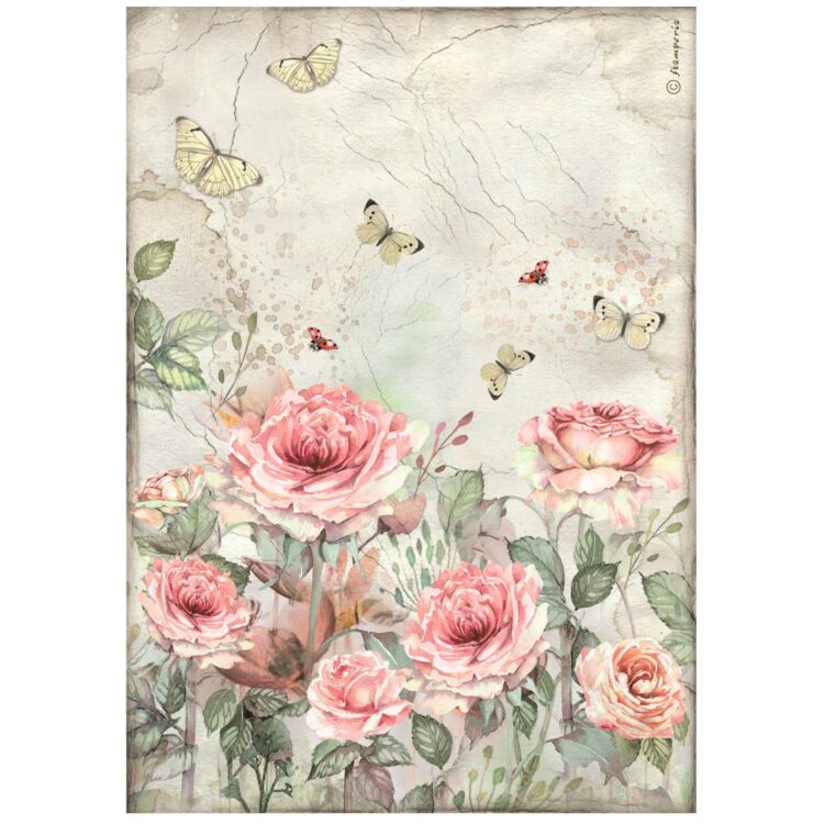 full_DSA41019_1 STAMPERIA HOUSE OF ROSES DECOUPAGE PAPER A4-DFSA41019 - Image 1