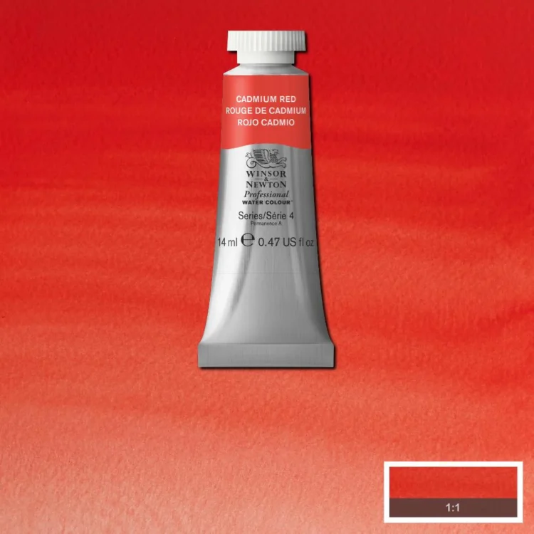 884508 W&N WATERCOLOR PAINT PROFESSIONAL 14 ML - CADMIUM RED - Image 1
